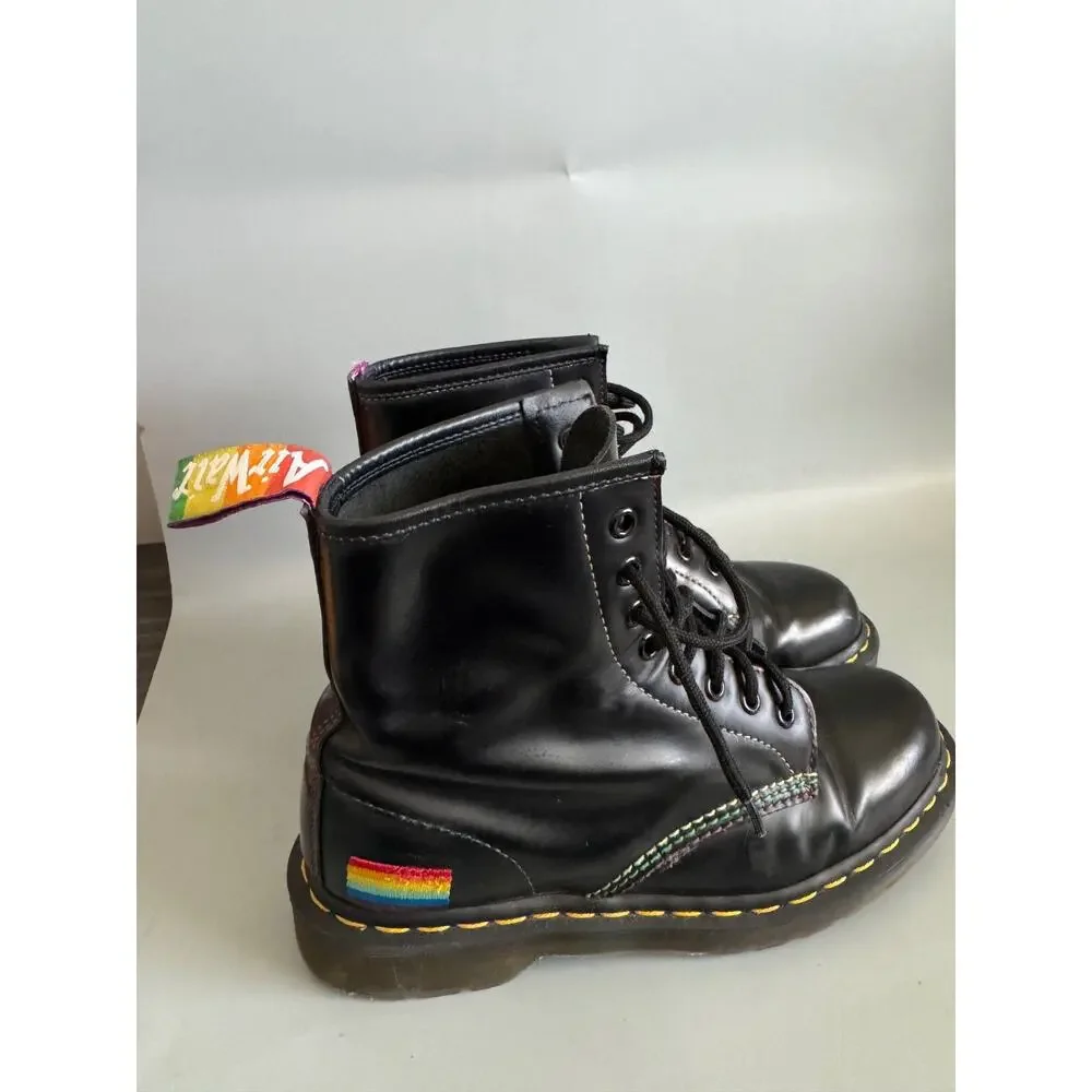 Dr. Martens 1460 Pride Rainbow Stitch Black Leather Combat Boots Women 8 Men 7 - Picture 8 of 14